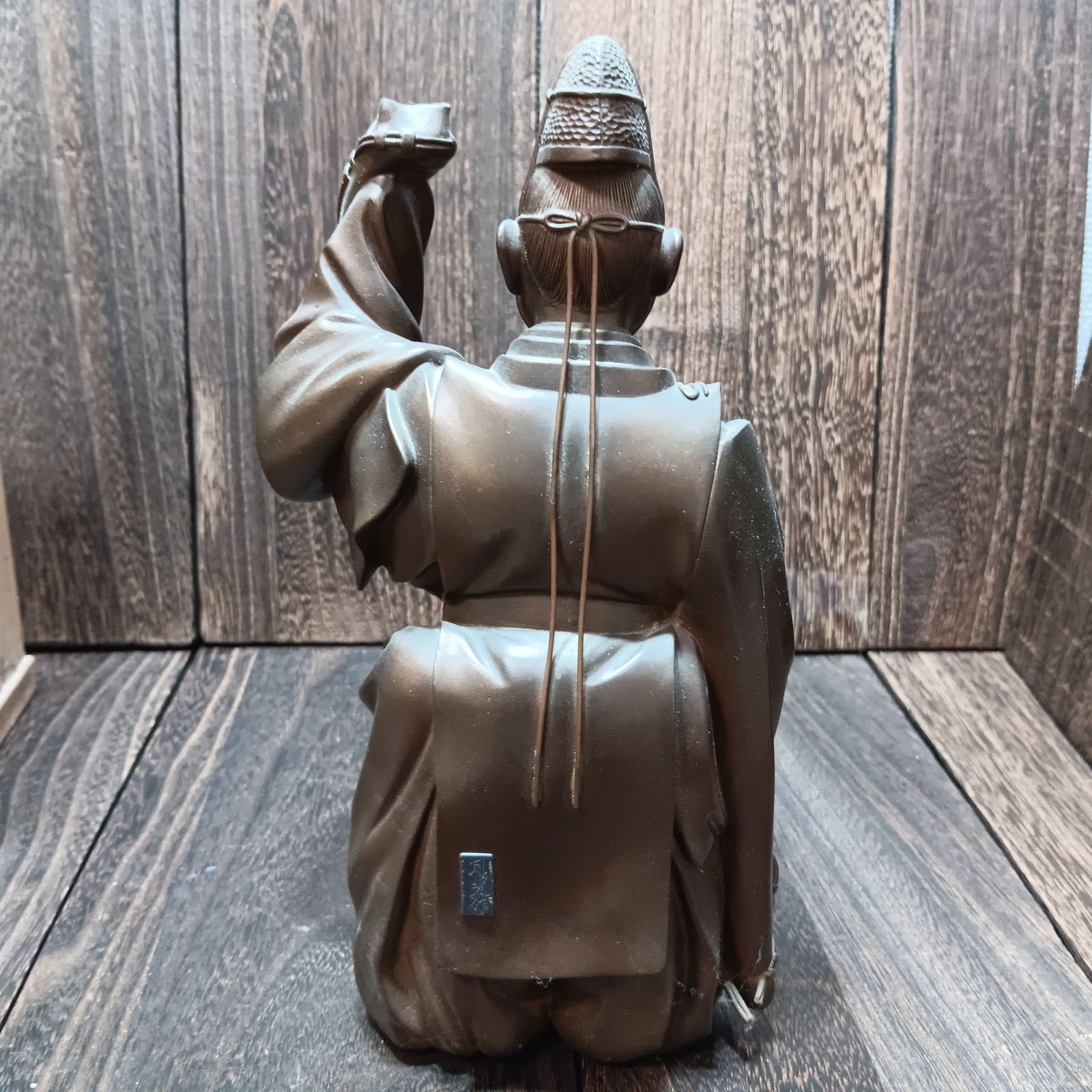 工芸品 在銘 月光 舞翁 置物 彫刻 銅製 金属工芸 金工師 現状品