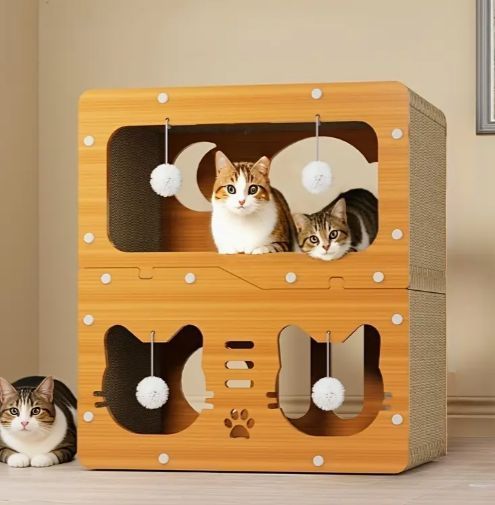 猫に贈る夏の贈り物 遊び心のある繊維板で作られたキャットコンドに