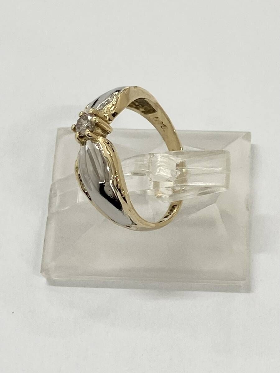 Pt850 K18 ダイヤ0.15ct 11. 5号 3.4g コンビ リング 指輪