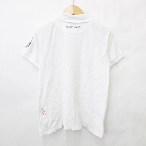 パーリーゲイツ　エンブレムロゴポロシャツ　サイズ2　ホワイト　美品　ゴルフウェア PEARLY GATES パーリーゲイツ 半袖ポロシャツ ホワイト系 2