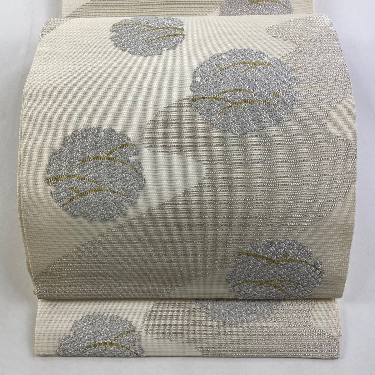 袋帯 秀品 夏帯 絽 雪輪 露芝 金銀糸 クリーム 六通 正絹
