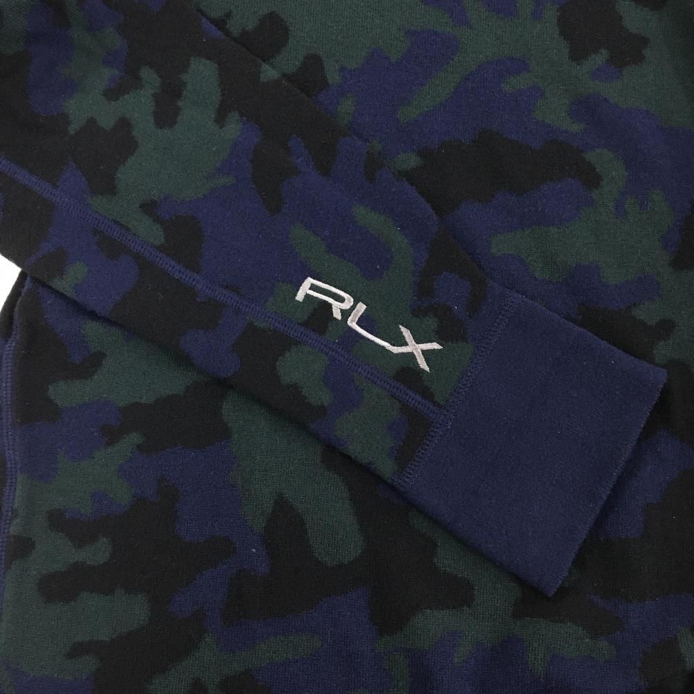 RLX　クルーネックニット　ネイビー迷彩　サイズS 超美品】RLX ラルフローレン セーター ネイビー×黒 迷彩 カモフラ