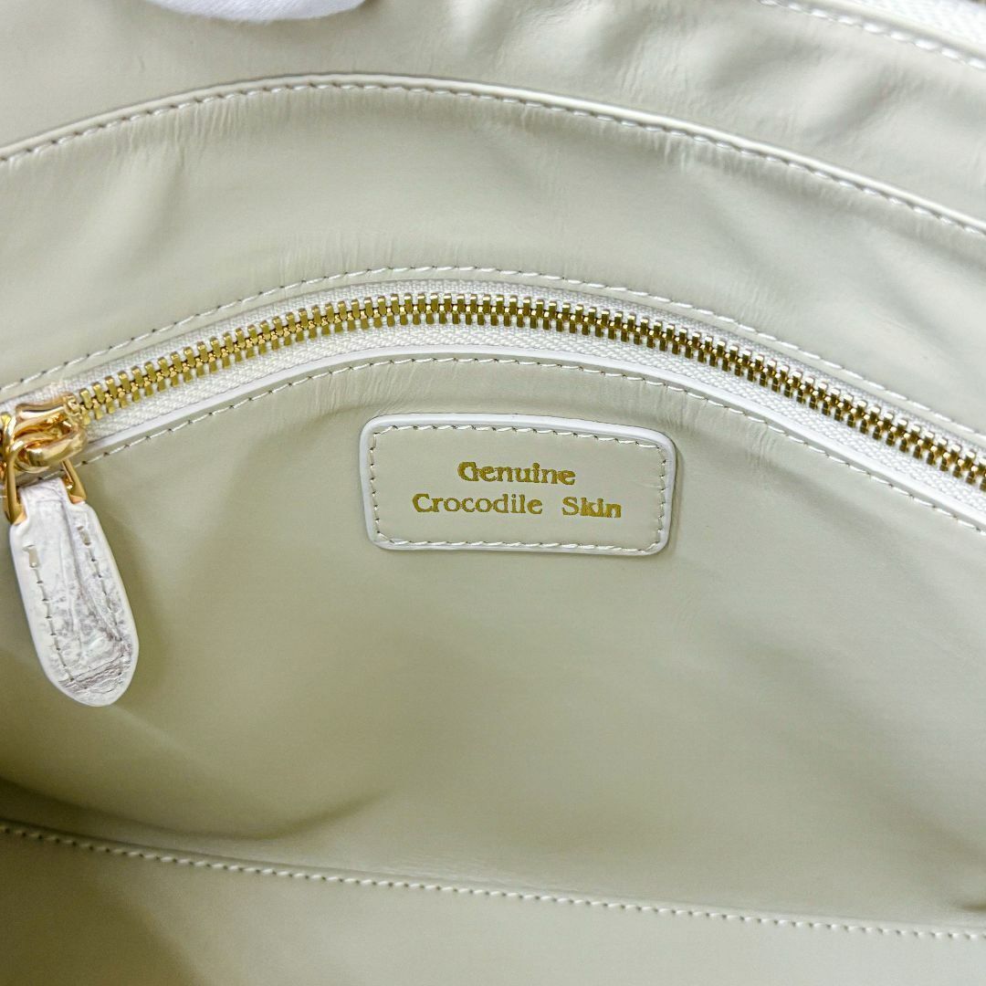 新品未使用】ヒマラヤクロコダイル ハンドバッグ ホワイト TK35②