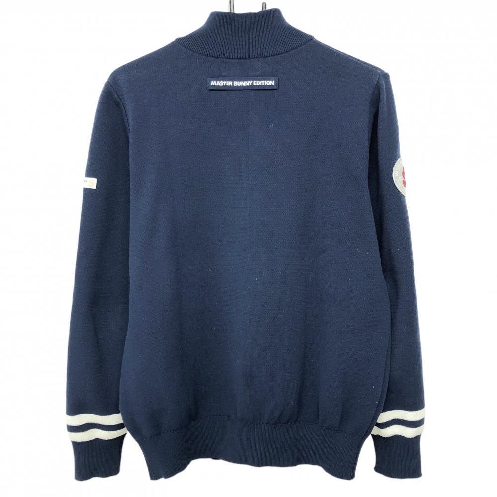 マスターバニー ニットジャケット ネイビー×白 5周年 ワッペン メンズ 4 M ゴルフウェア MASTER BUNNY EDITION