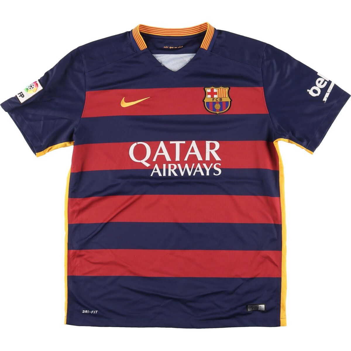 古着 ナイキ NIKE DRI-FIT ボーダー柄 Vネック FCバルセロナ