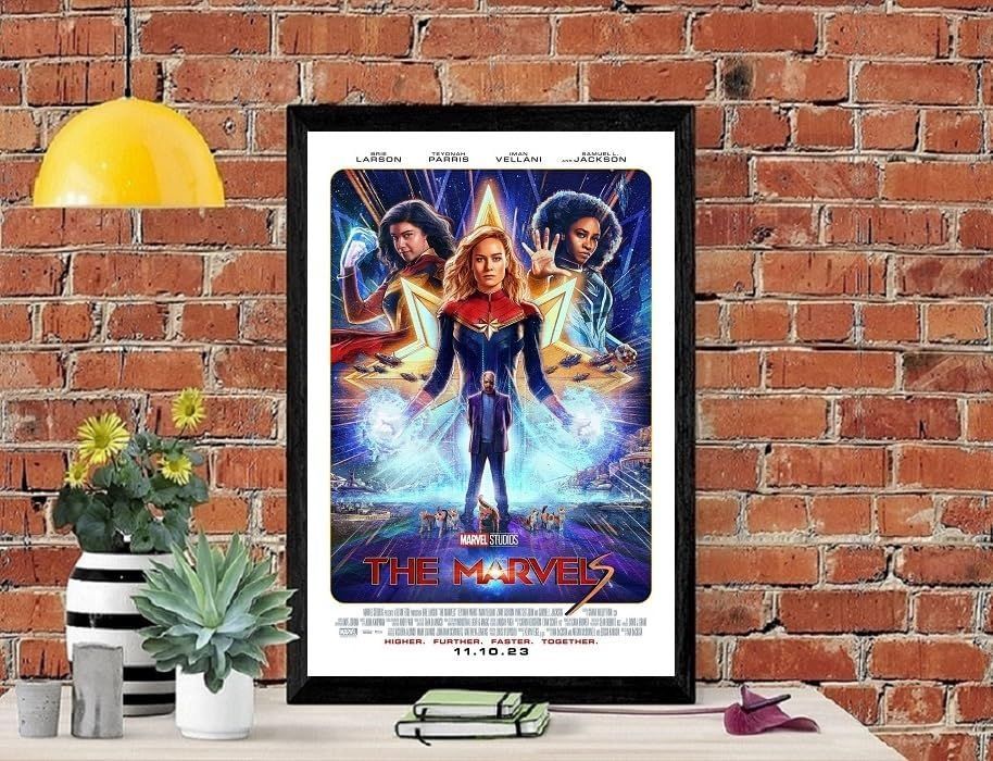 THE MARVELS 海外版 映画ポスター 限定品 マーベルズ A3サイズ フレーム付-黒-】 映画ポスター マーベルズ The Marvels