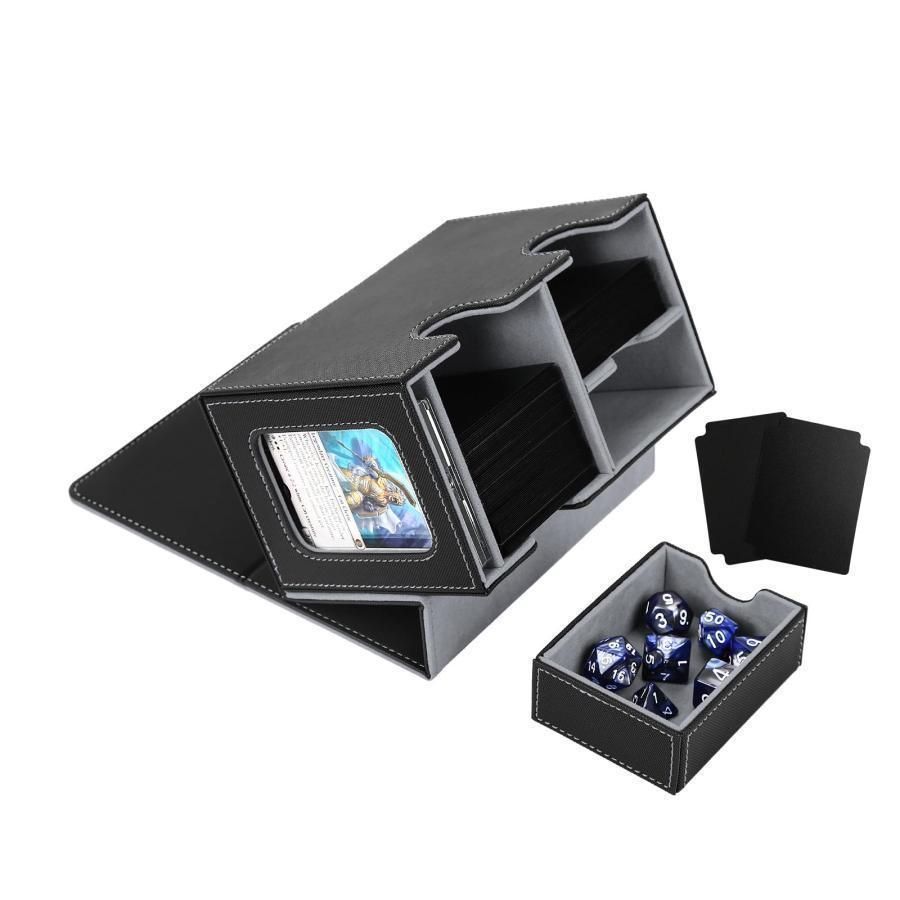 デッキケース トレカケース カードディスプレイウィンドウ ダイス入れ 200枚収納 仕切り板2つとマグネットローダー1つ付き