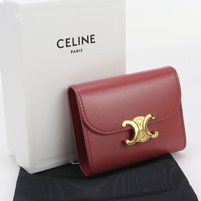 CELINE セリーヌ スモール フラップウォレット トリオンフ 10D78 3DPV 三折財布 カーフ レディース