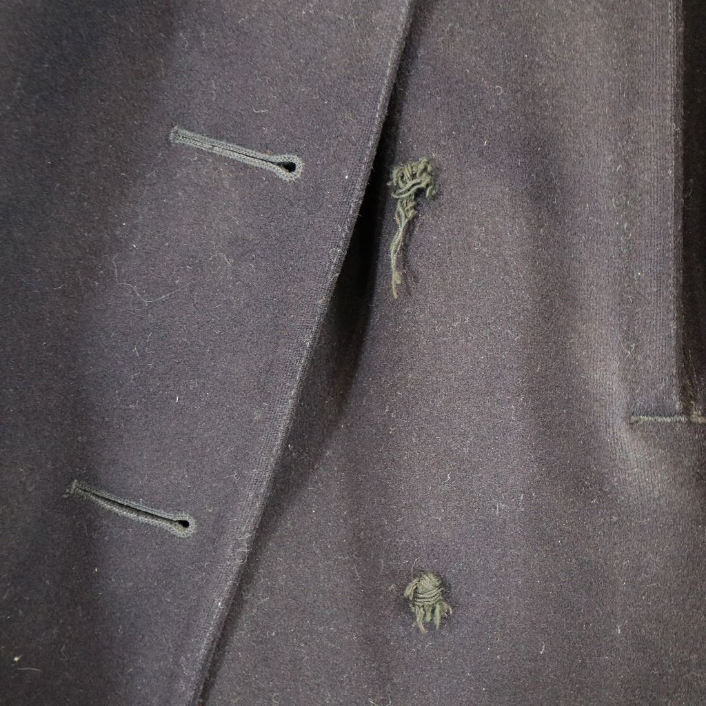 40年代  米軍実物 U.S.NAVY Pコート ポケット裏コーデュロイ張 アンカーマークボタン ブラック (メンズ Mサイズ相当)   N5930