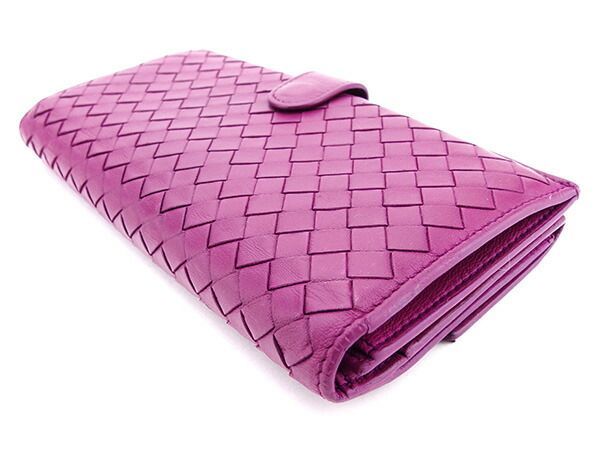 ボッテガ ヴェネタ 長財布 財布 Wホック イントレチャート パープル