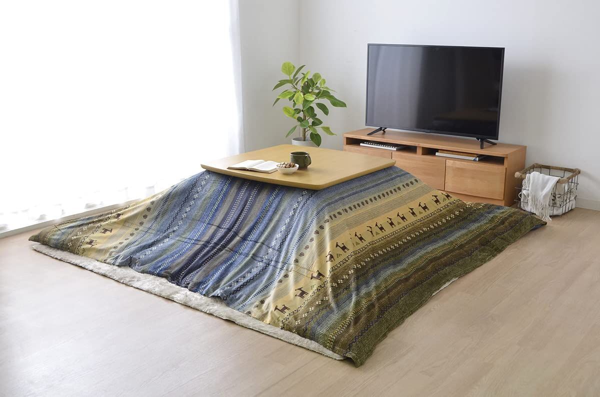 グリーン_約210×210㎝ イケヒコ こたつ掛けふとん 上掛け 正方形 ラディ 約210×210㎝ グリーン 洗える 5185179