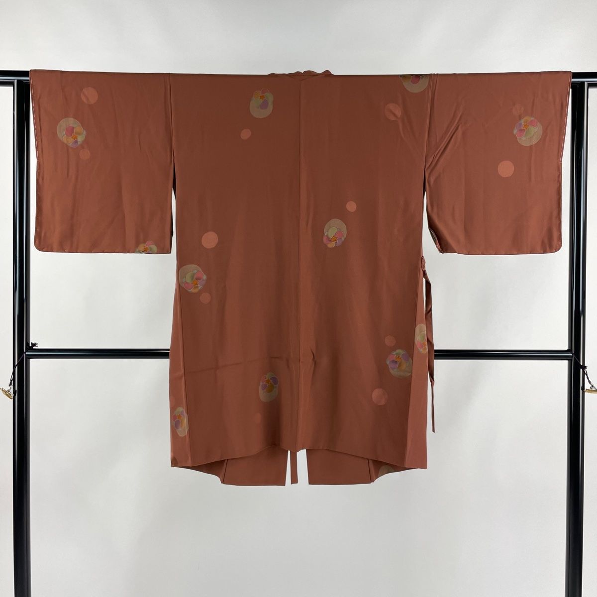 道中着 身丈89.5cm 裄丈61.5cm S 伊と幸 和装コート 梅 地紋 赤茶 正絹  