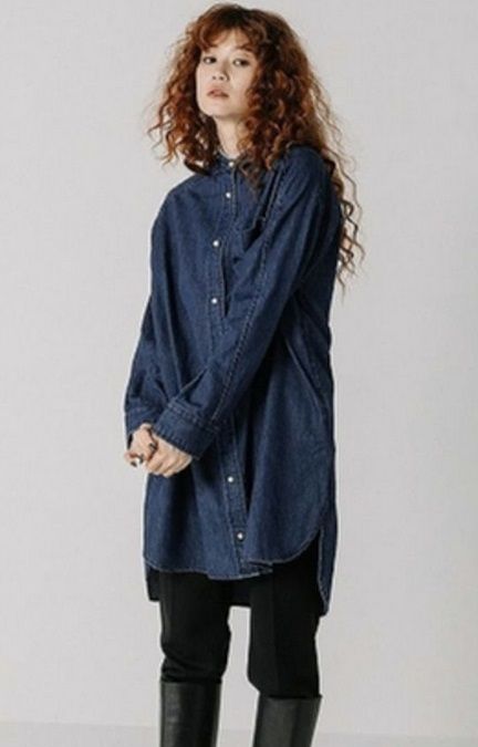 BLANC basque ブランバスク デニムチュニック 8oz デニム パールボタンチュニックシャツ BB88-406