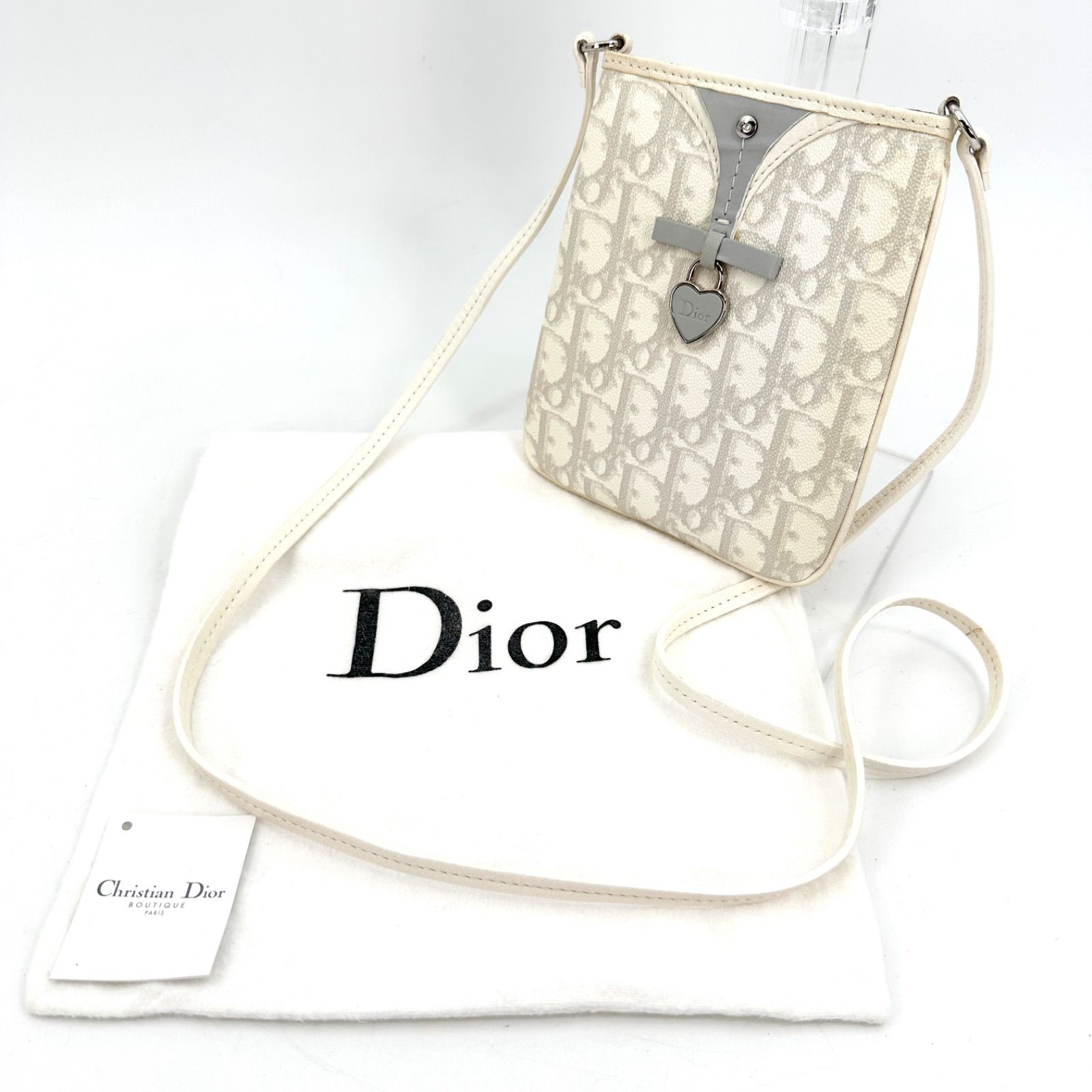 Dior ディオール ロマンティック ハンドバッグ トロッター柄 ホワイト Christian Dior】クリスチャンディオール『トロッター柄