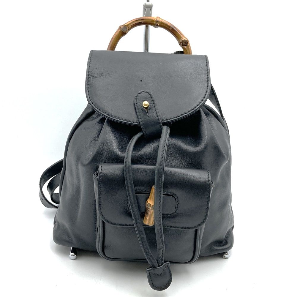 GUCCI グッチ 003・2058 リュックサック デイパック レザー×バンブー 