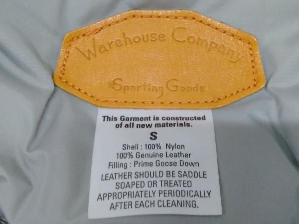 WAREHOUSE レザーダウンベスト ボア襟 メンズ Sサイズ 本革 ブラウン