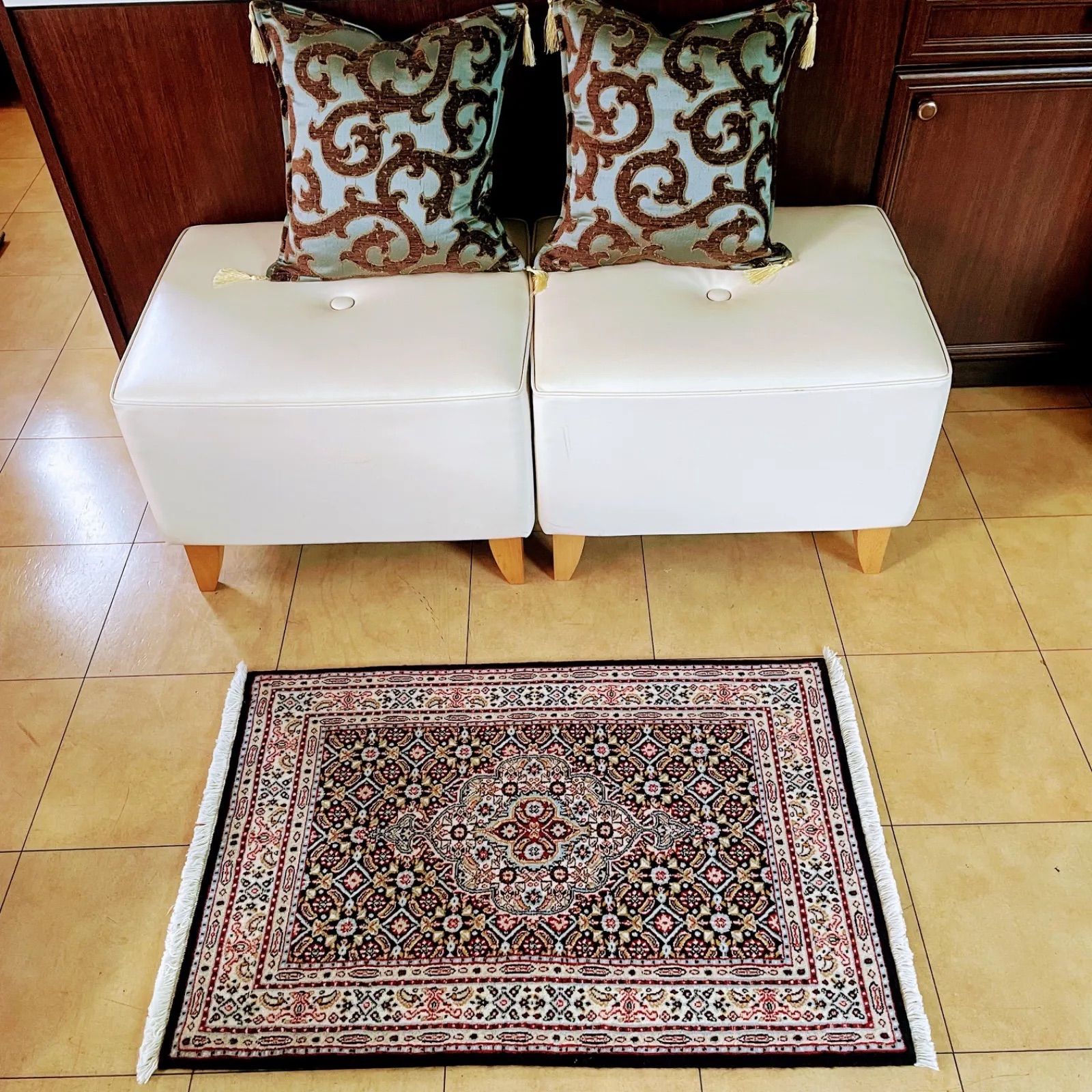 ペルシャ絨毯 ビルジャンド産 シルク-ウール ハイグレード 玄関マット サイズ 60 90cm mcph-23-8499