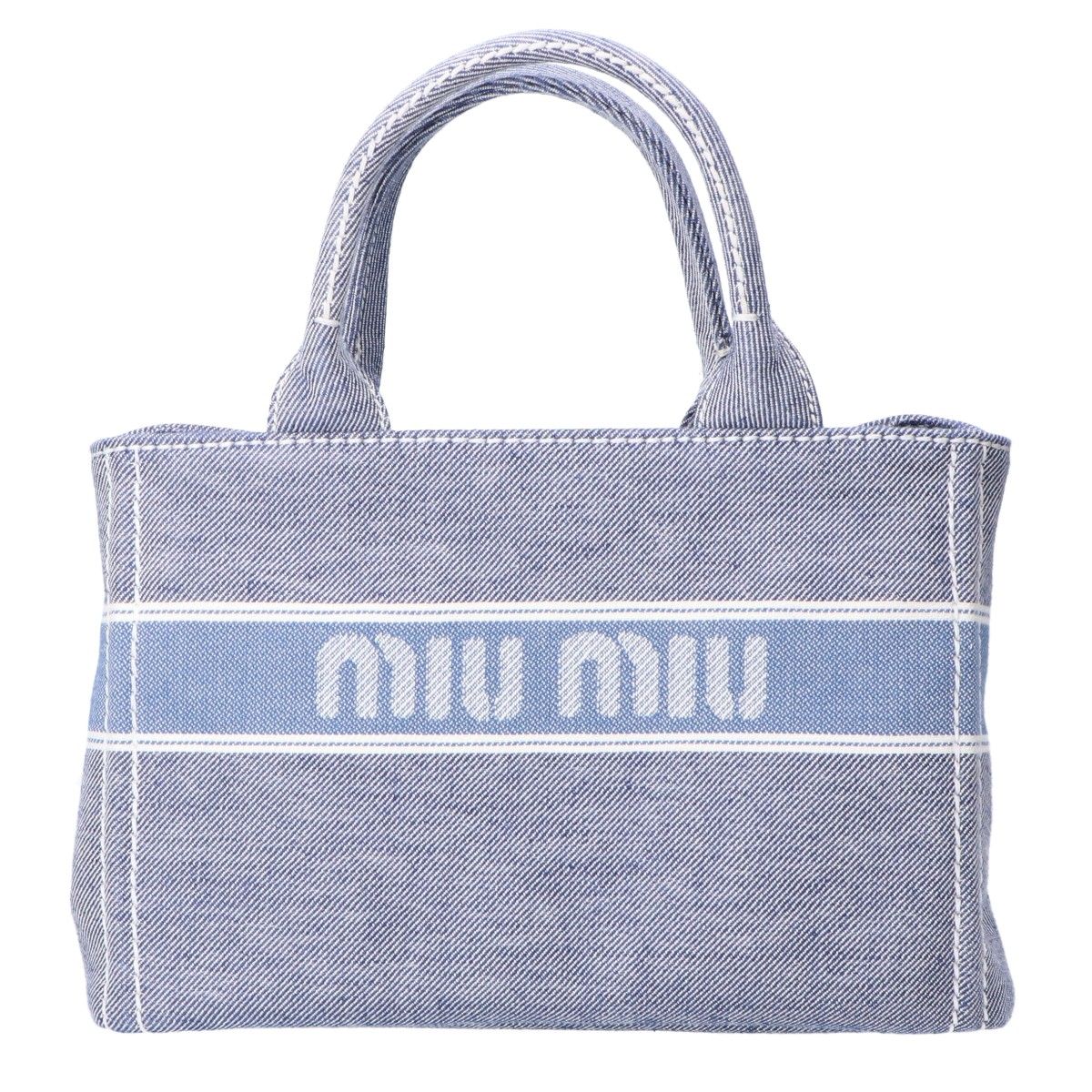MIUMIU ミュウミュウ 美品 5BA219 ジャカードロゴデニム 2Way スモール 