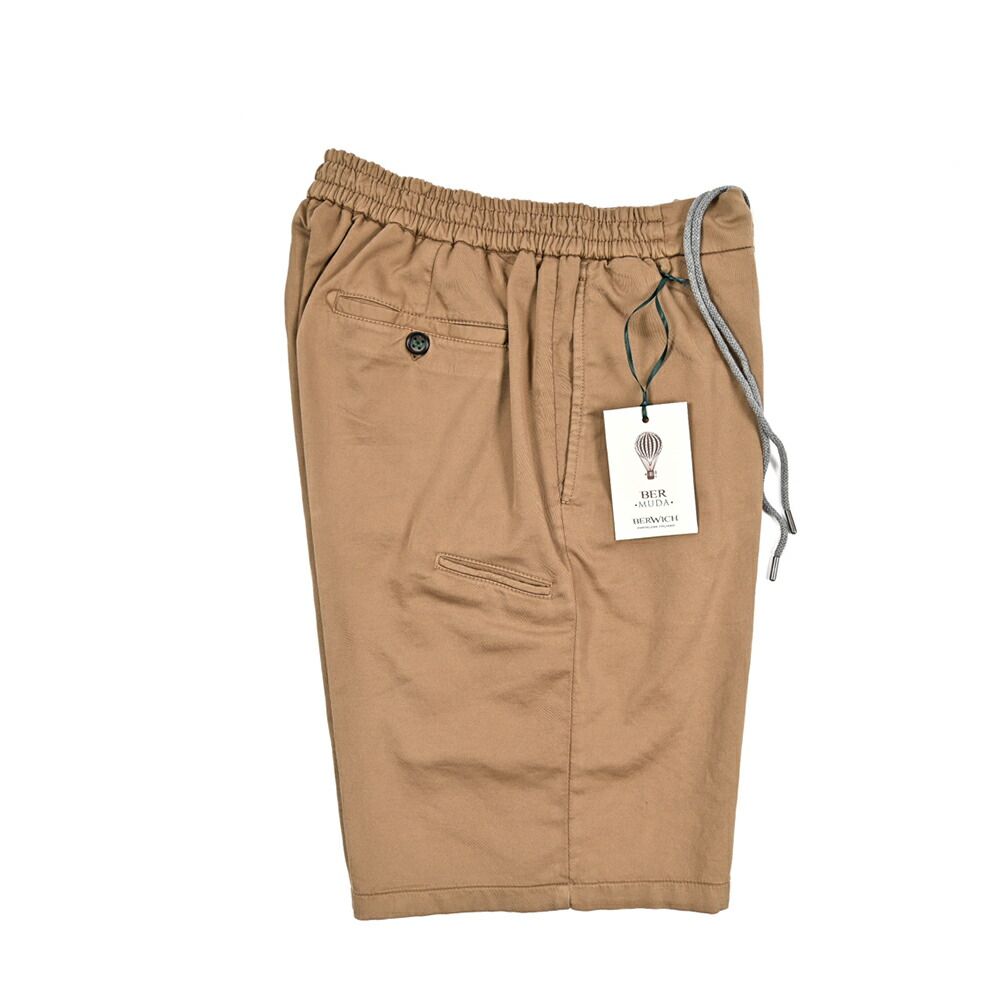 BERWICH ベルウィッチ BER_MUDA バミューダ ジョガーショーツ ノータック ストレッチ イージーハーフパンツ 春夏 コットン ブラウン イタリア製 424227