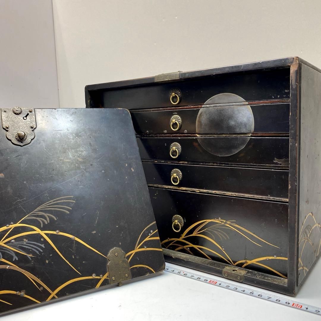 江戸時代 蒔絵 秋草の図書道具入 東Y6-0612 トコト