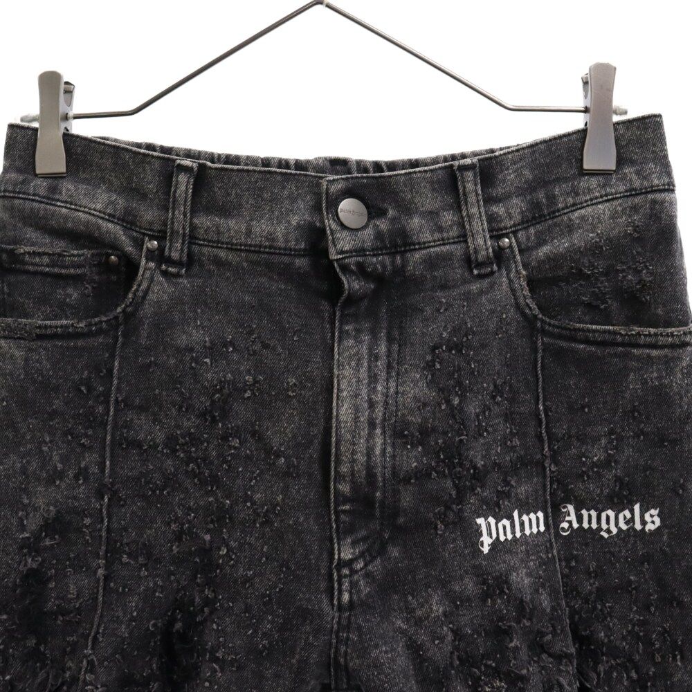Palm Angels (パームエンジェルス) ダメージ加工裾ジップ デニムパンツ 