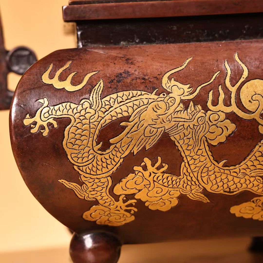 中国古美術.純銅金鍍.香炉. 熏香炉.