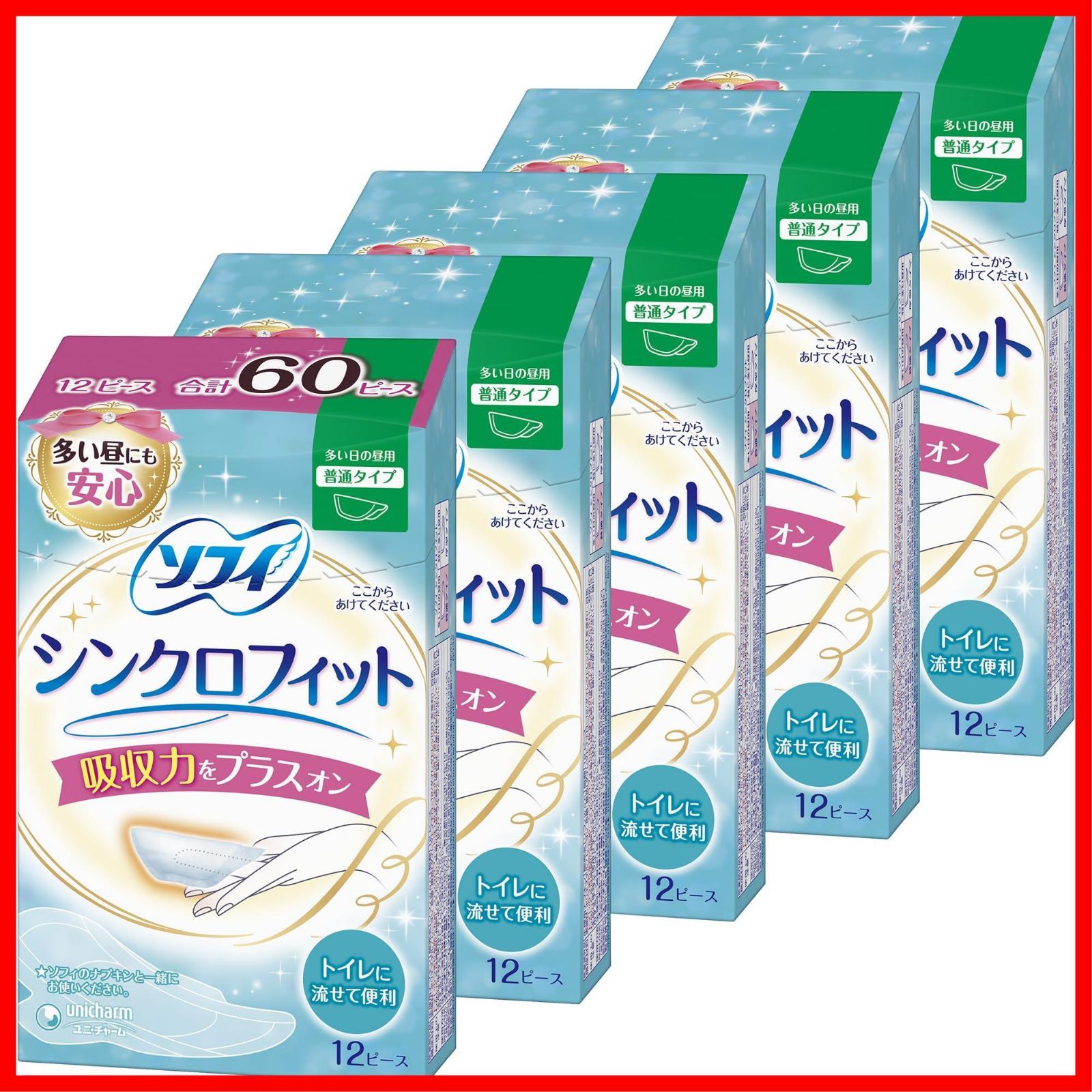 商品 シンクロフィット まとめ買い ソフィ 12ピース×5個パック unicharm Sofy