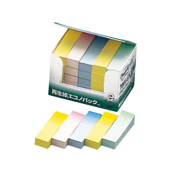 まとめ 3M ポスト イット エコノパック見出し 再生紙 50×15mm グラデーション4色 7001-GK 1パック 25冊 ×5セット