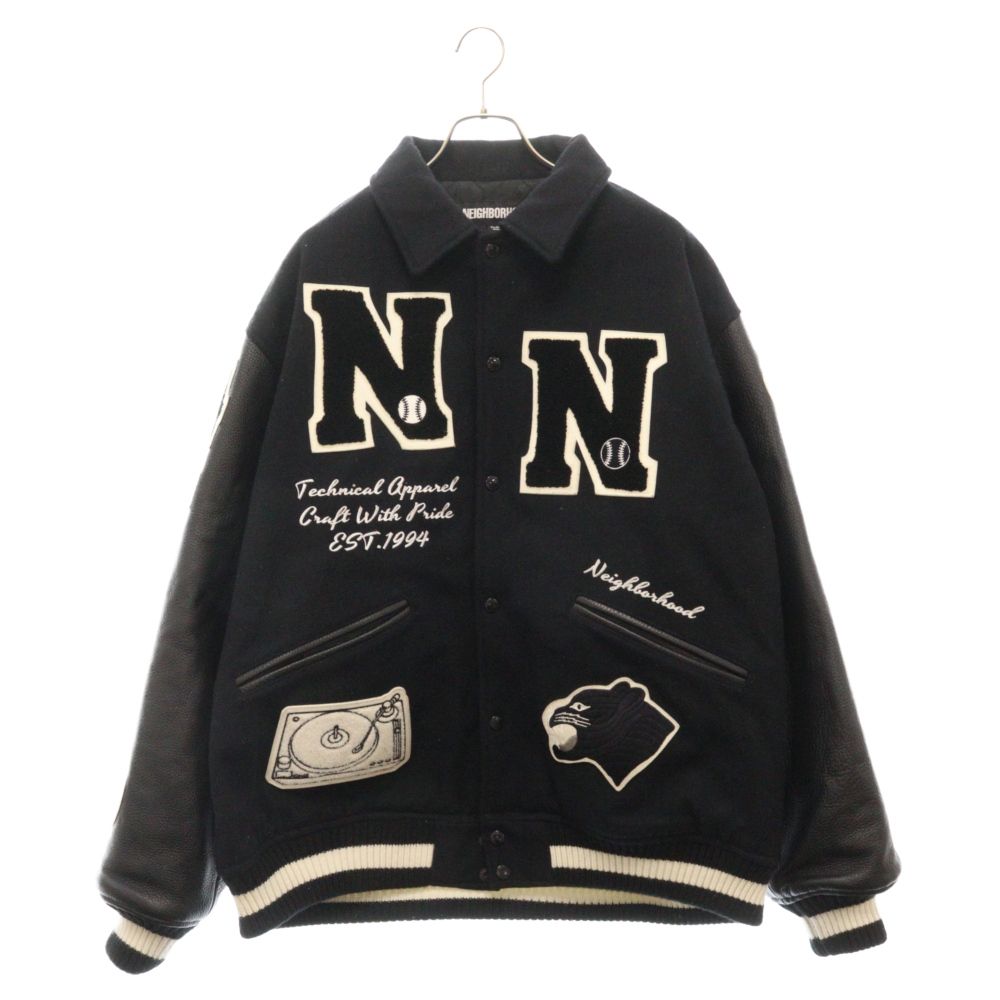 NEIGHBORHOOD (ネイバーフッド) 22AW STADIUM JK.WO スタジアムジャケット スタジャン ブラック 222SZNH-JKM03