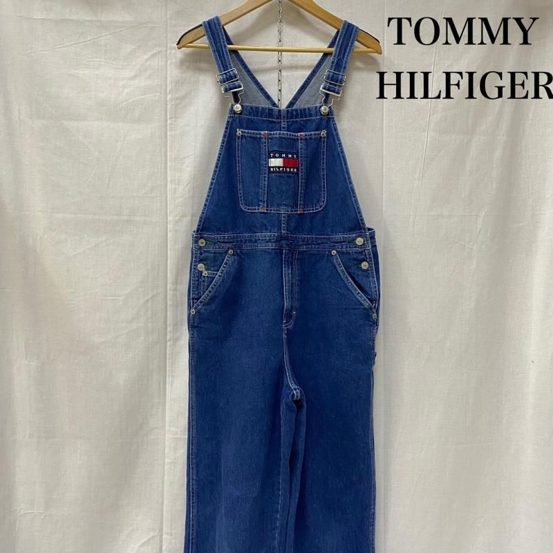Z77【希少 90s】トミーヒルフィガー デニム オーバーオール 刺繍ロゴ M