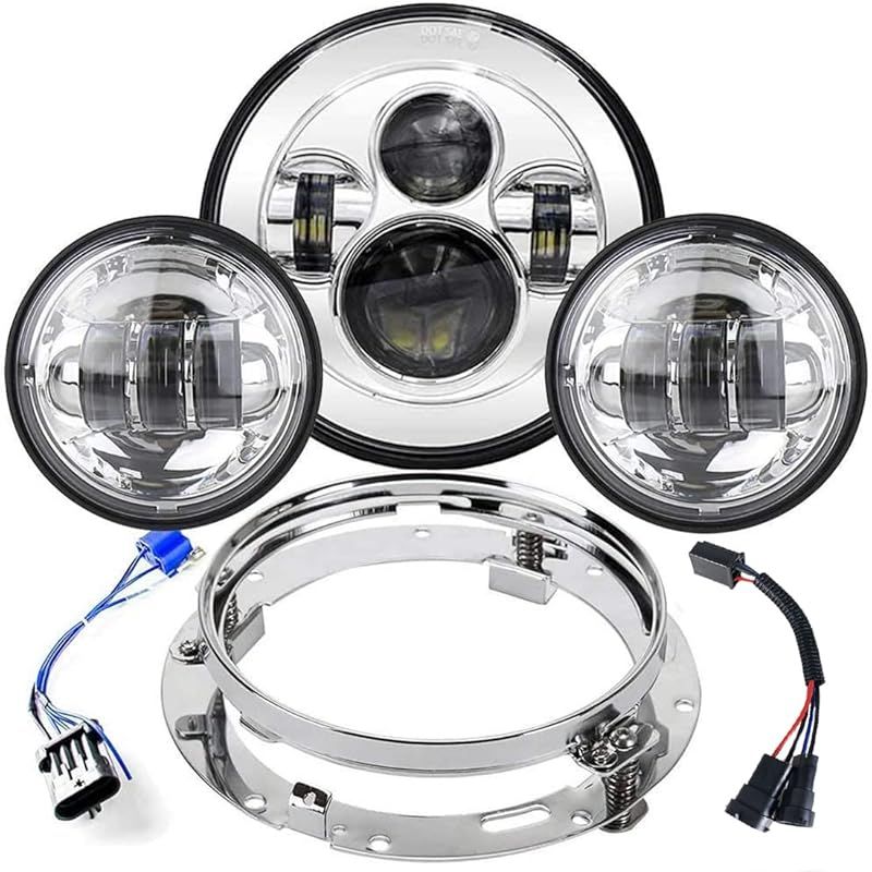 在庫セール VOSICKY ボスキー オートバイ バイク対応 LED ライトセット 7インチ ヘッドライト 1個 と 4.5インチ フォグランプ 2個 と ヘッドライト用 ブラケット1個 メッキ
