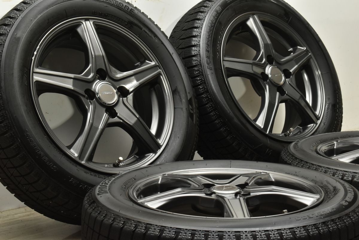 バリ山★185/65R15 5穴100/114.3 ブリヂストン GZ 2015年製★スタッドレス 4本セット プリウス フィールダー 2021年製 バリ溝トップラン 15in 5.5J +42 PCD100 ブリヂストン