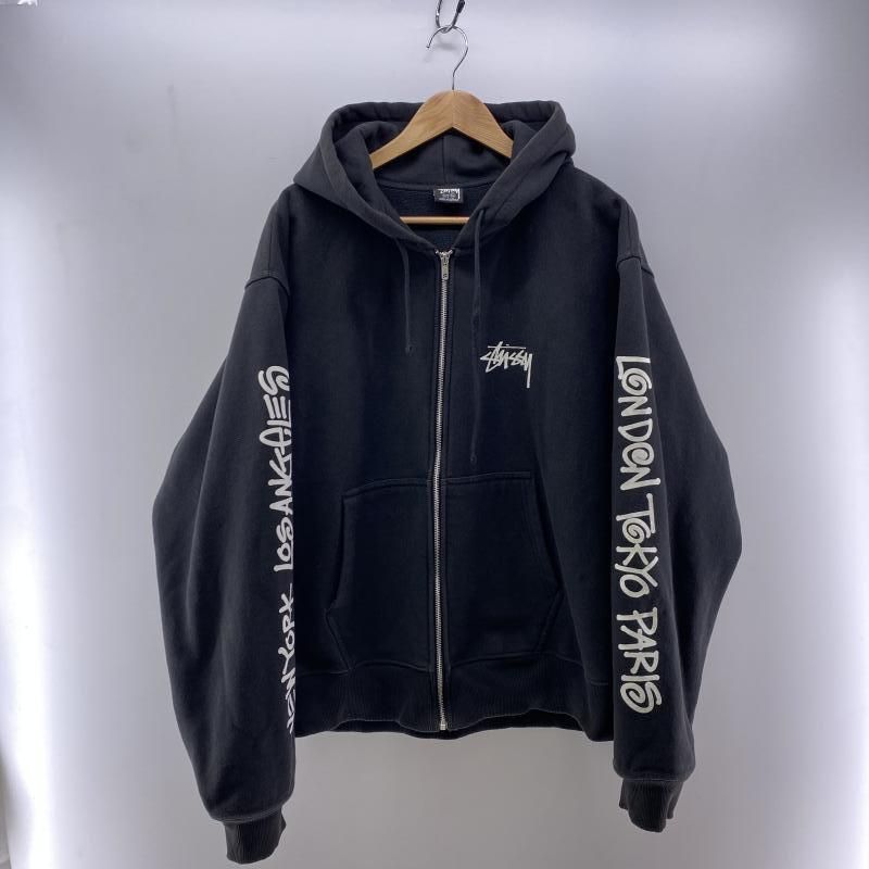 Stussy ブラック ジップパーカー 【公式通販】