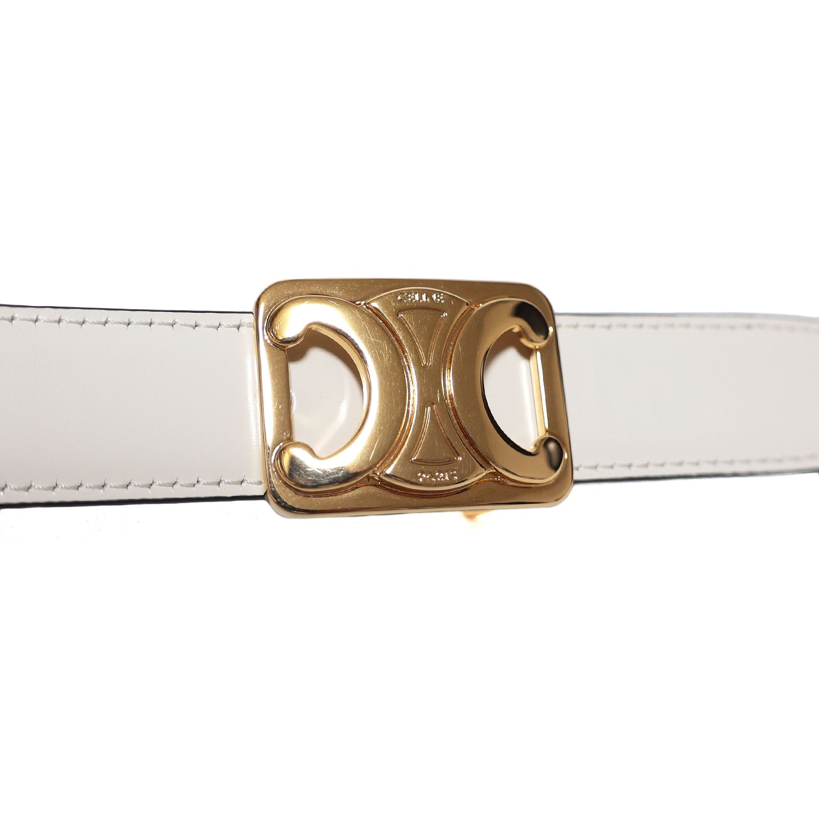 セリーヌ トリオンフ リバーシブル 白×黒 #70 ゴールド金具 レディース  