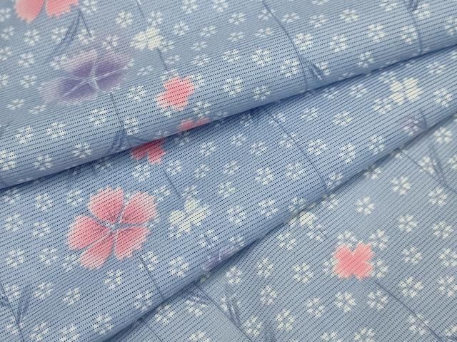 平和屋着物＊夏物 小紋 絽 枝垂れ花文 洗える着物 AABB8810sx