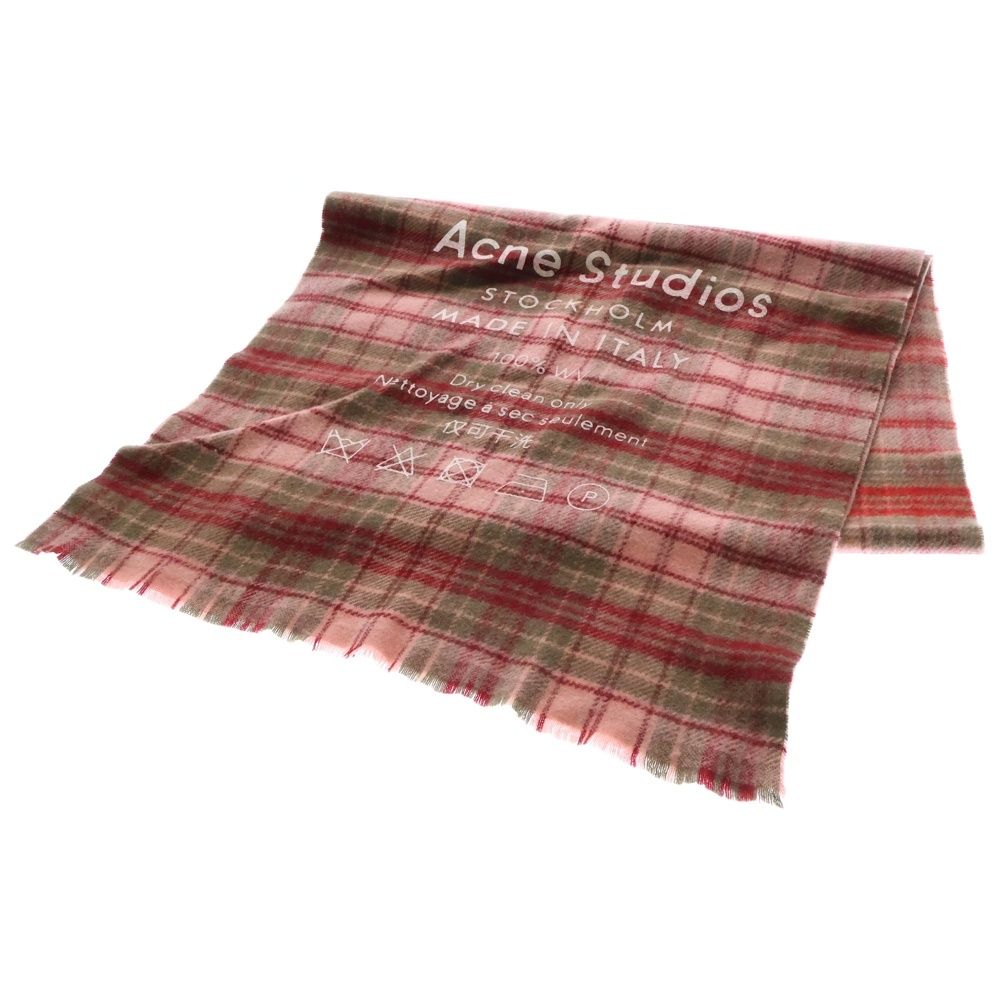 acne studios ロゴチェック　大判ストール　マフラー　イタリア製 Acne Studios (アクネ ストゥディオズ) チェック柄 ロゴプリント
