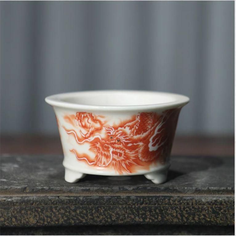 盆円口鼓丁鉢 盆栽鉢 植木鉢 小品盆栽鉢 大品盆栽鉢 盆栽鉢 / BONSAI POT】INDIGO 縁なし 丸型(ROUND) - Handmade