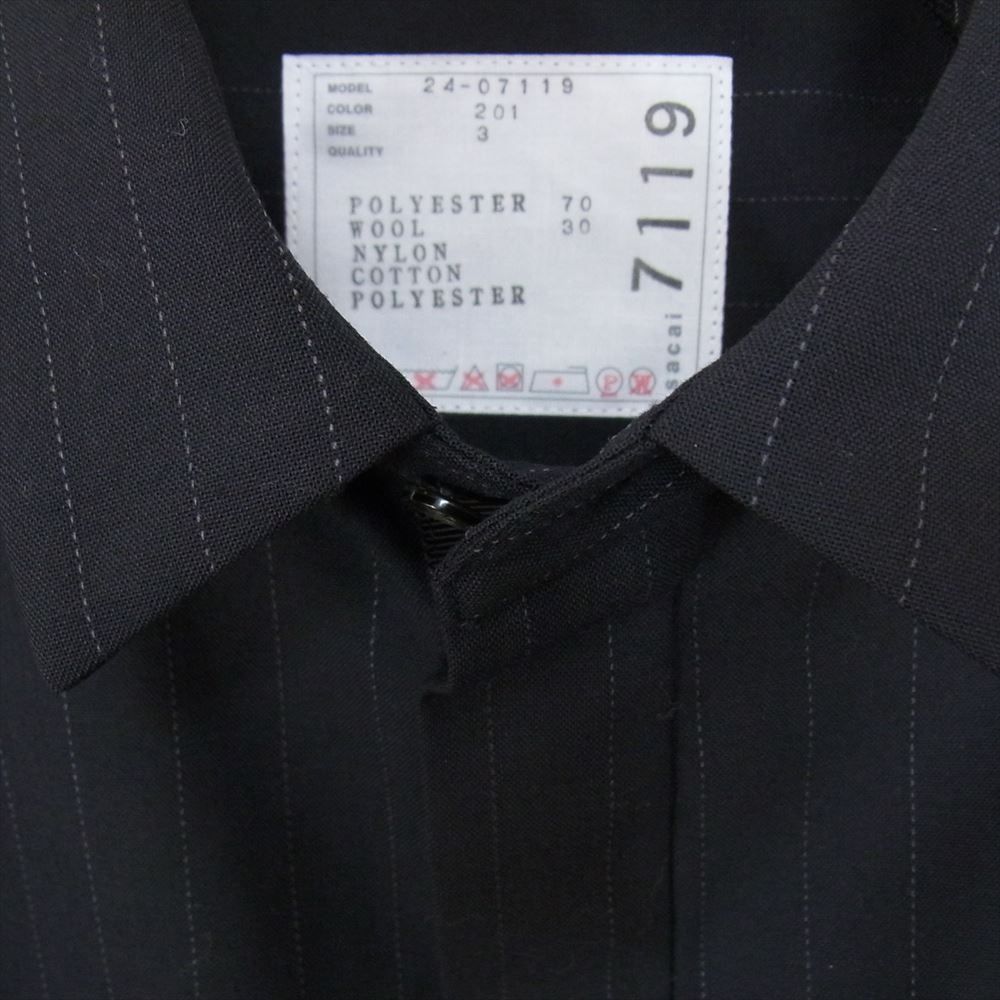 Sacai サカイ ブラウス 24SS 24-07119 Chalk Stripe Shirt