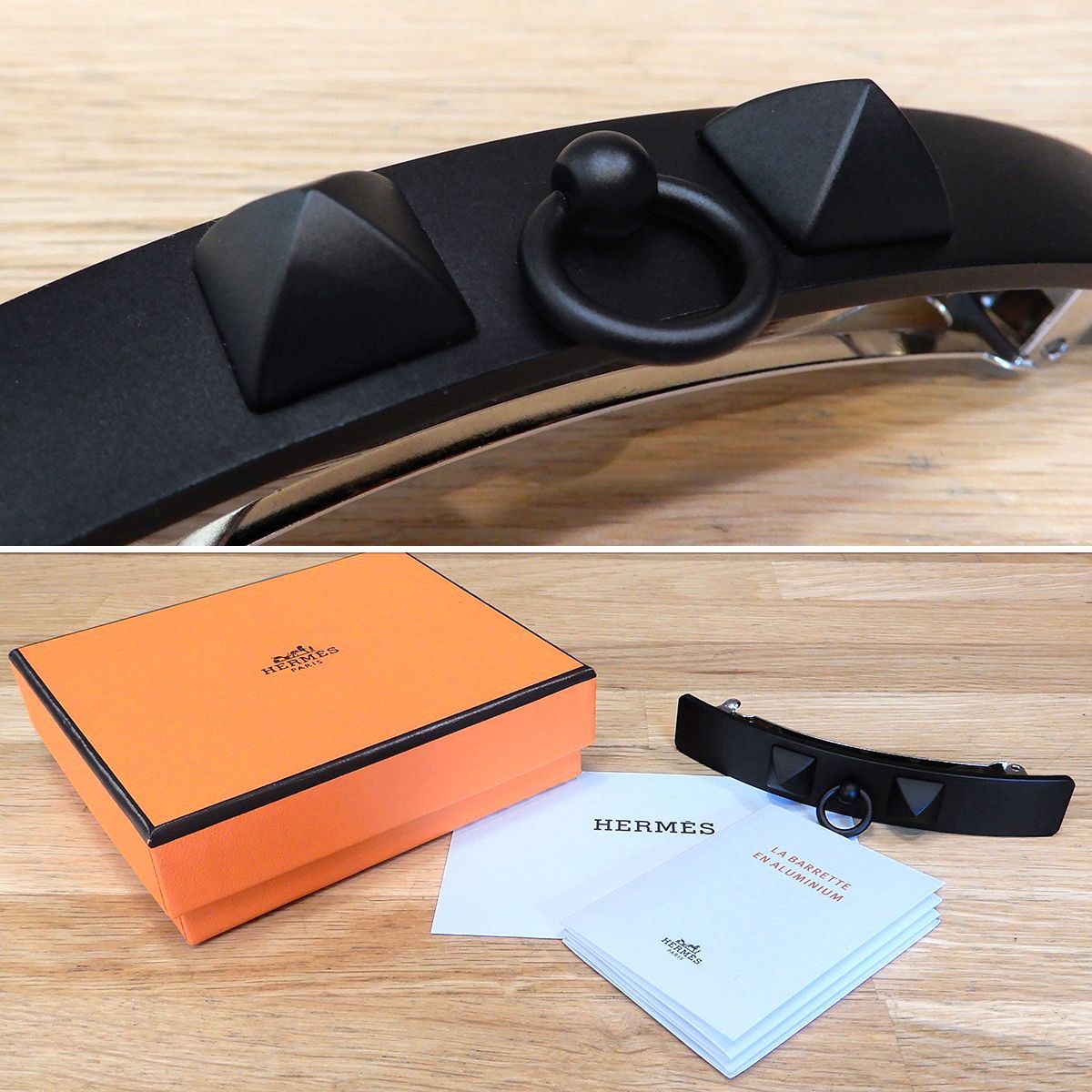 新品同様 エルメス コリエドシアン カプリスGM バレッタ クルーメドール 黒 新品同様 エルメス コリエドシアン カプリスGM バレッタ