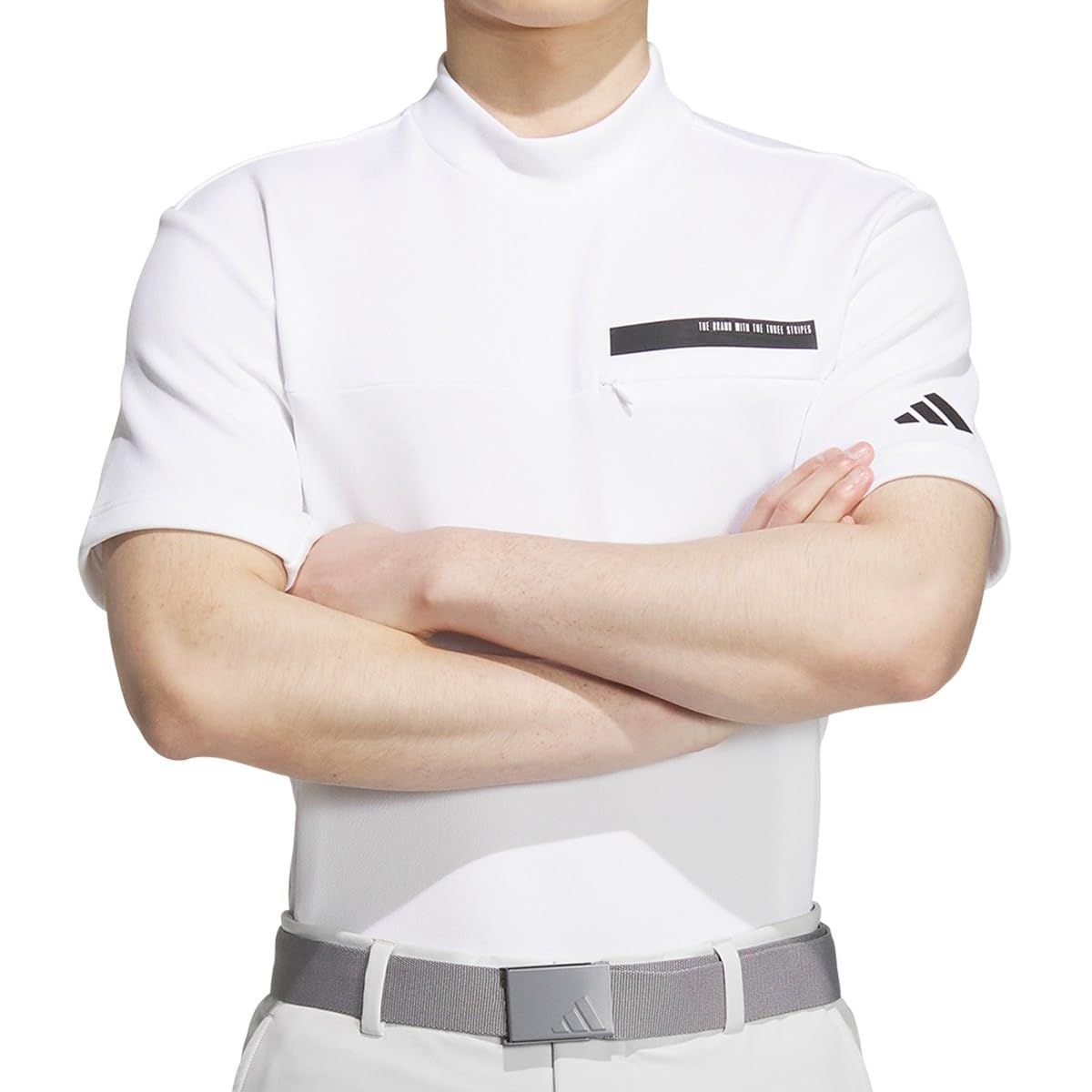 アディダスゴルフ チェストポケット付き モックネック 半袖シャツ ホワイト Free Size