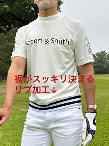 白_L [Robert&Smith] ポロシャツ メンズ ゴルフウェア 半袖 モック 