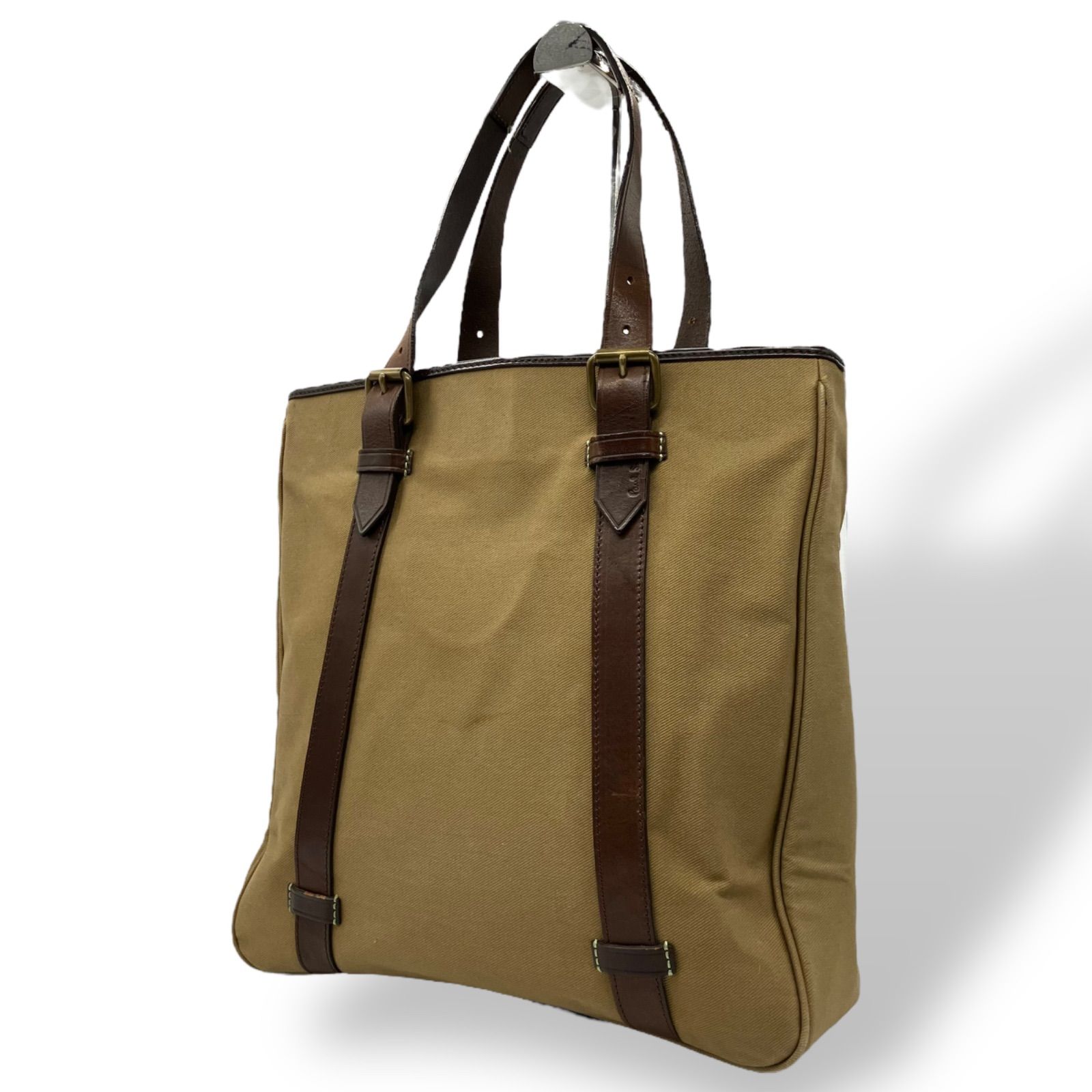 PaulSmith トートバッグ キャンバス レザー カーキ 茶 1394 PaulSmith トートバッグ キャンバス レザー カーキ 茶 1394