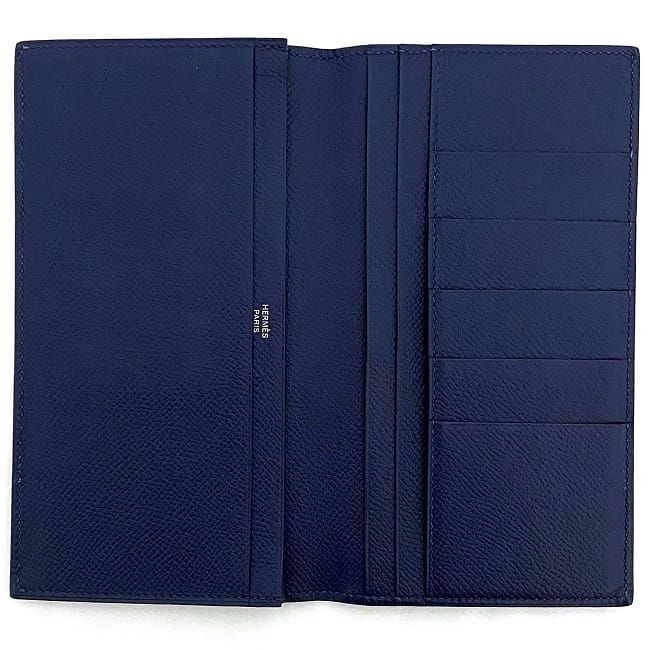 エルメス 二つ折り 長財布 フレミング ネイビー 美品 札入れ レザー 