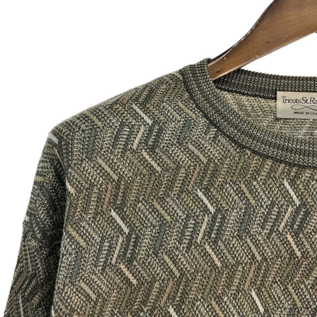 90年代 USA製 Tricots St Raphael セーター 総柄 グリーン (メンズ L