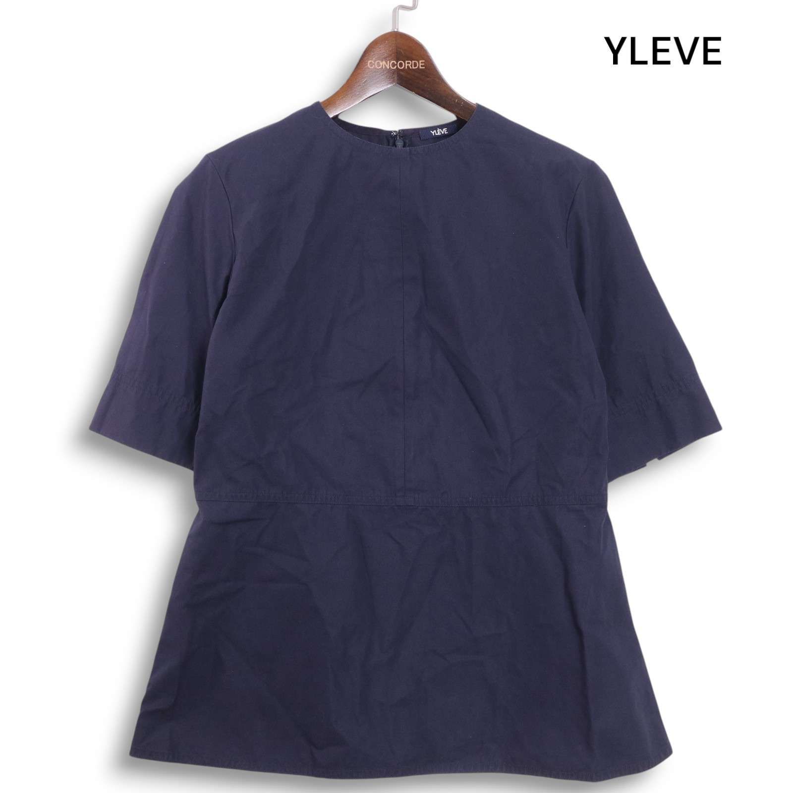 YLEVE イレーヴ 春夏☆ コットン バックジップ 半袖 ブラウス トップス 