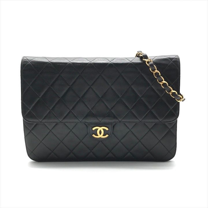 CHANEL シャネル ココマーク マトラッセ プッシュロック ラムスキン チェーン ショルダー バッグ ブラック ブランド 鞄 BAG k6726