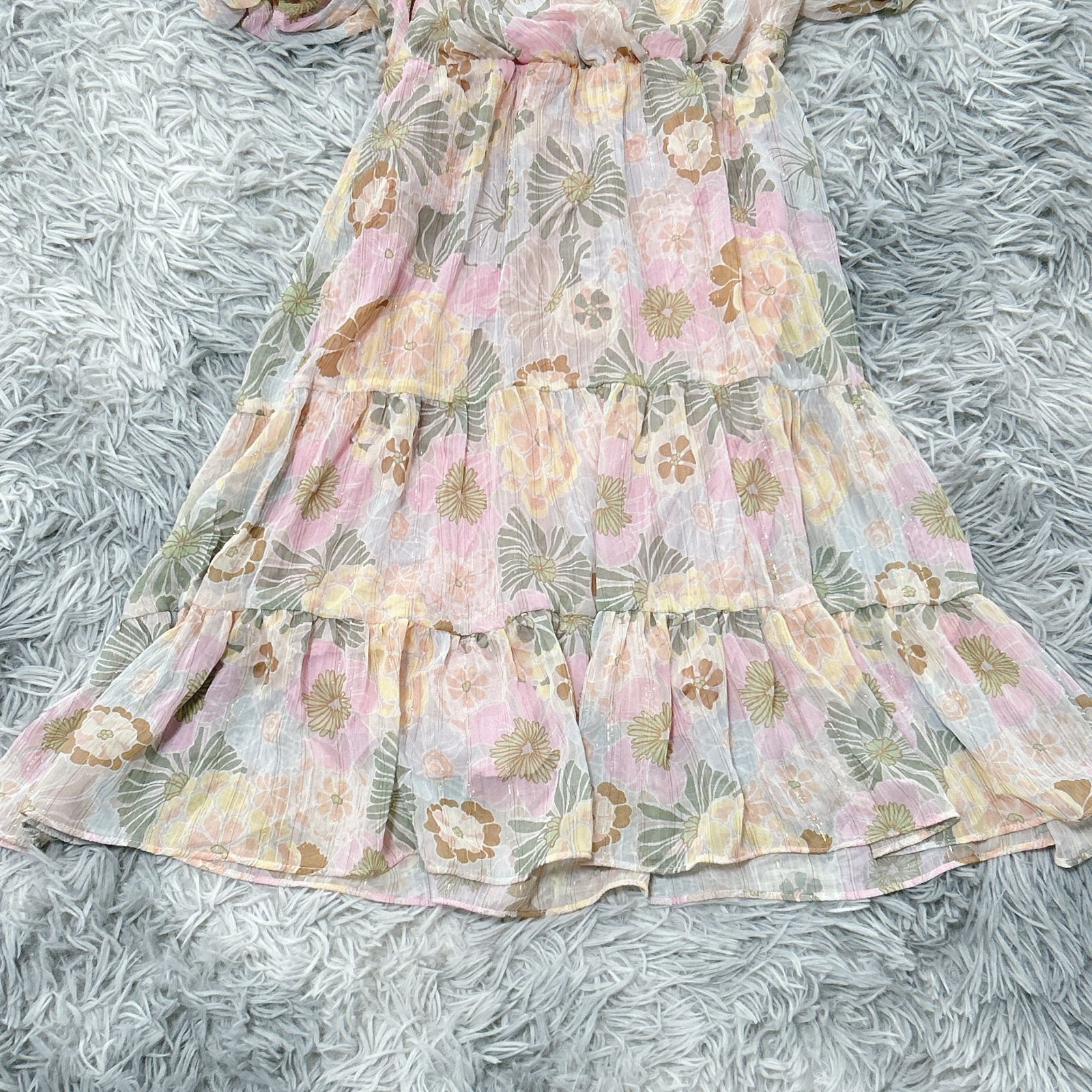 良品】NAFNAF ナフナフ ロングワンピース 花柄 (140) ガーリー 華やか 