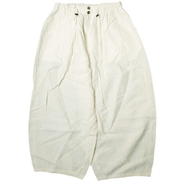 Sillage シラージ 日本製 LINEN CIRCULAR PANTS リネンサーキュラーパンツ Free Ivory イージー ワイド バギー  バルーン タック ボトムス g17819 - メルカリ