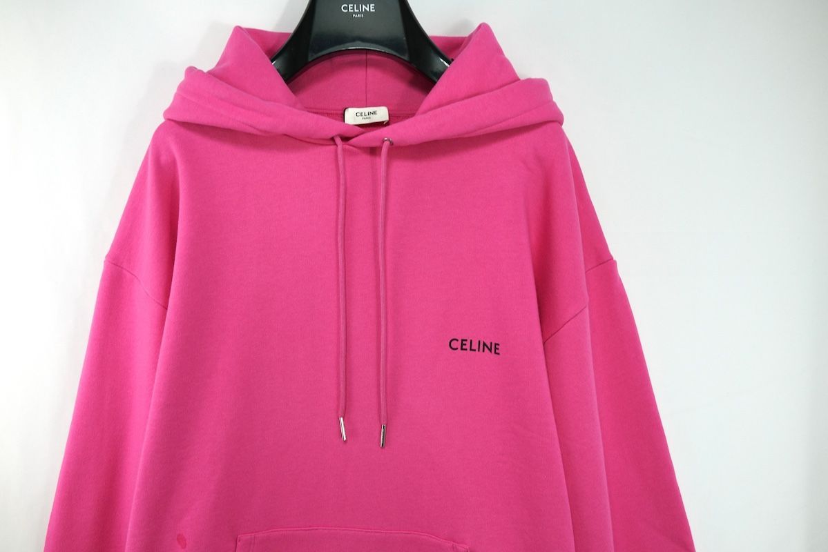 CELINE セリーヌ フロント ロゴ ルーズ フーディー パーカー ピンク