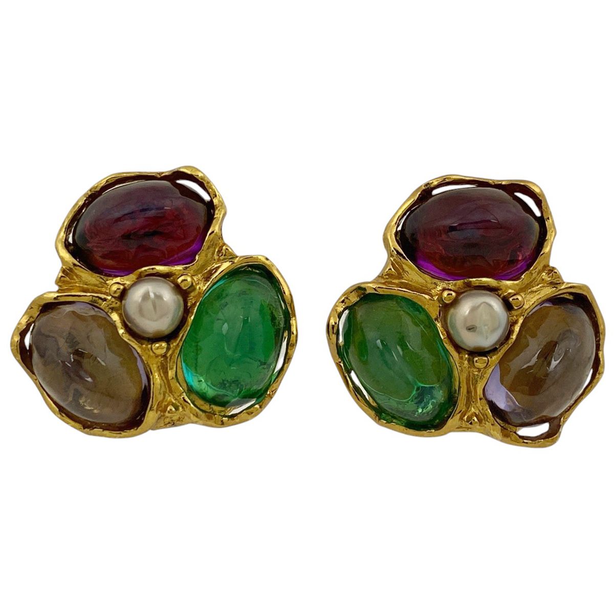 イヴ・サンローラン YVES SAINT LAURENT デザイン イヤリング カラー  